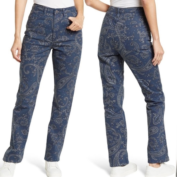 WEWOREWHAT - The Icon Jean Blue Paisley Print Straight Leg - Picture 2 of 7